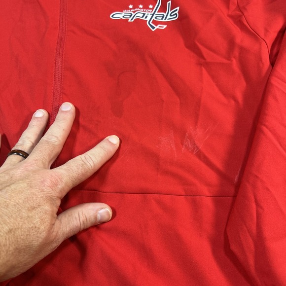 Adidas NHL Washington Capitals Jacket Men Medium Red 1/4 Zip Lightweight Pockets - Picture 7 of 13